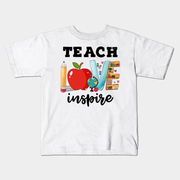 Teacher  Teach Love Inspire Personalized Gift Kids T-Shirt by Sunset beach lover